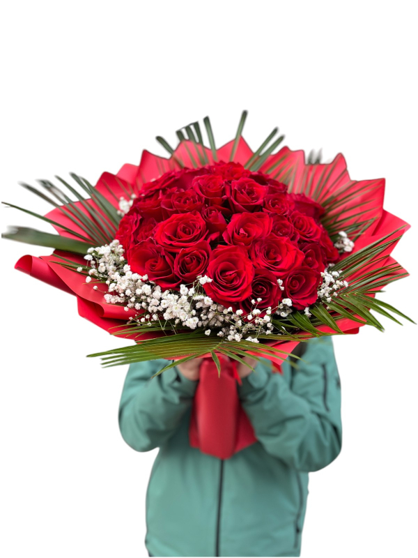 30’lu İthal Kırmızı Gül Buketi
