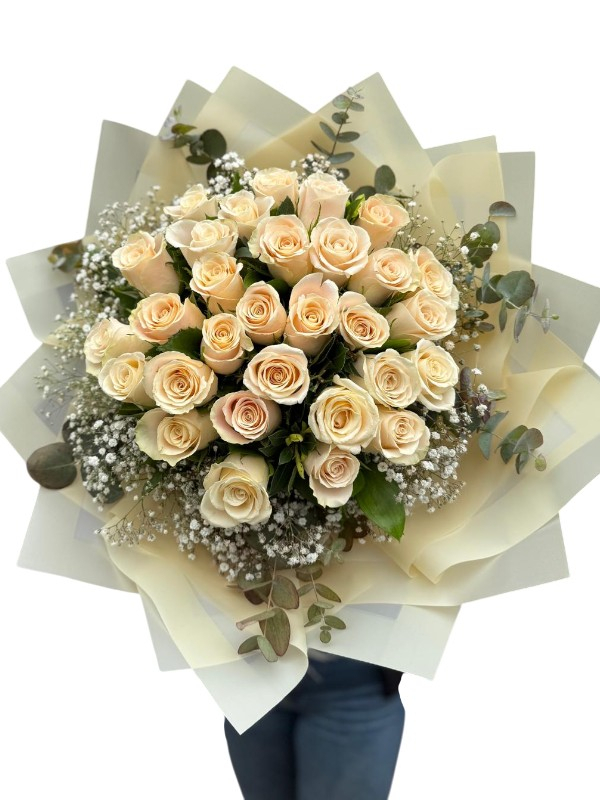 30 Krem Gül Buketi