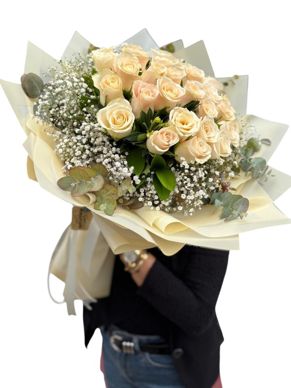 30 Krem Gül Buketi