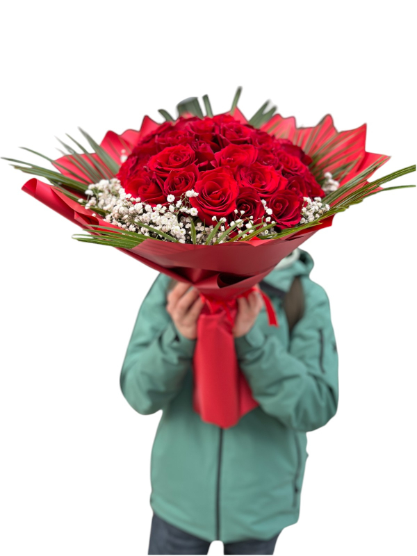 30’lu İthal Kırmızı Gül Buketi