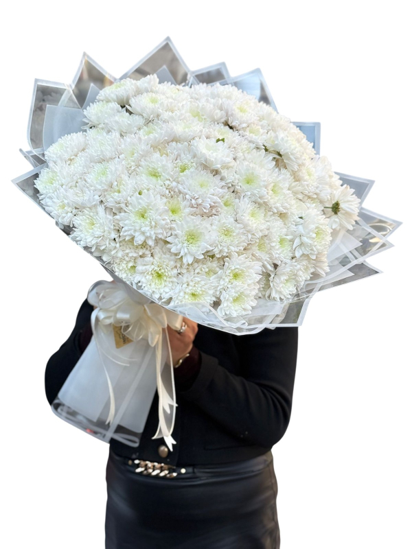 Beyaz Kasımpatı ile Saf Zarafet Buketi