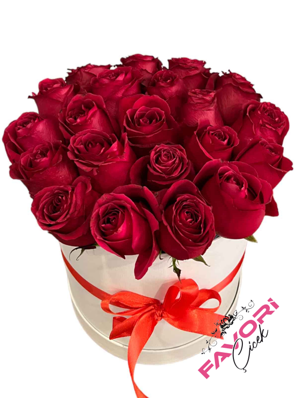 Beyaz Kutuda 21 Kırmızı Gül