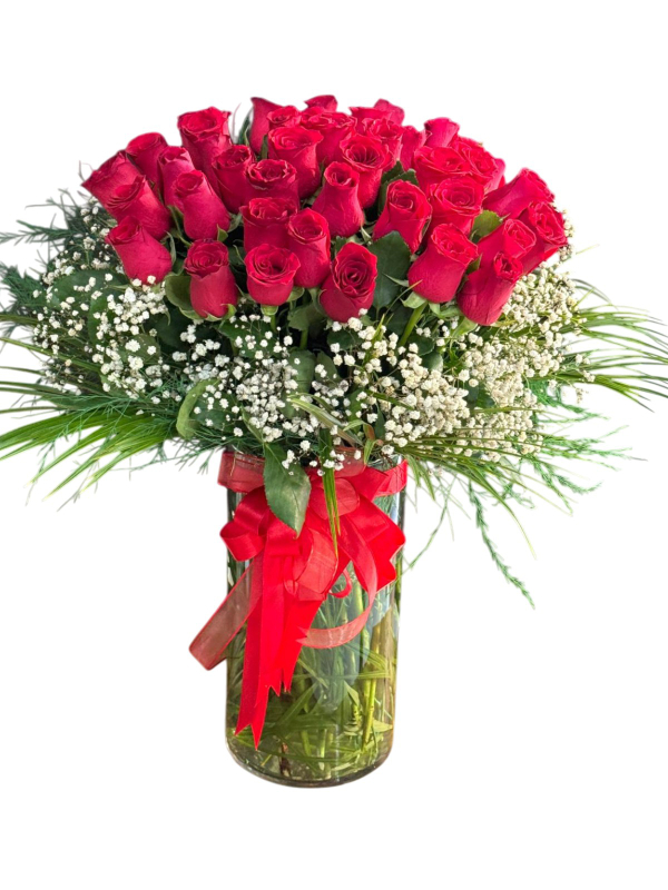 Cam Vazoda Kırmızı Gül Aranjmanı