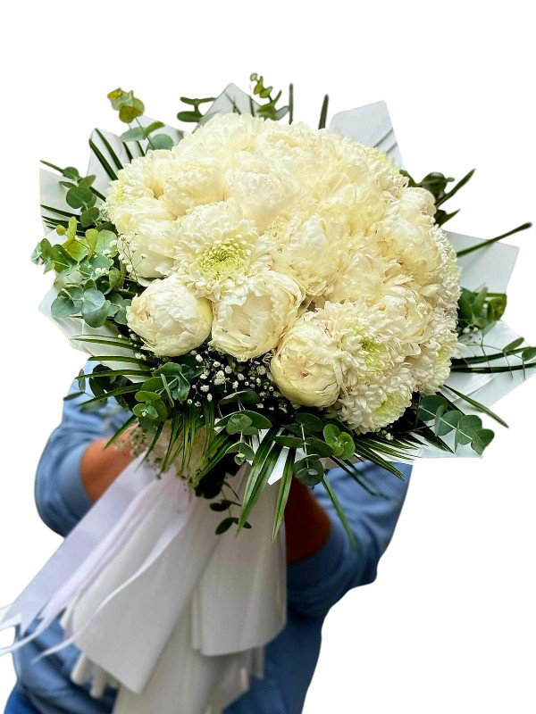 Canlı Beyaz Şakayık Buketi