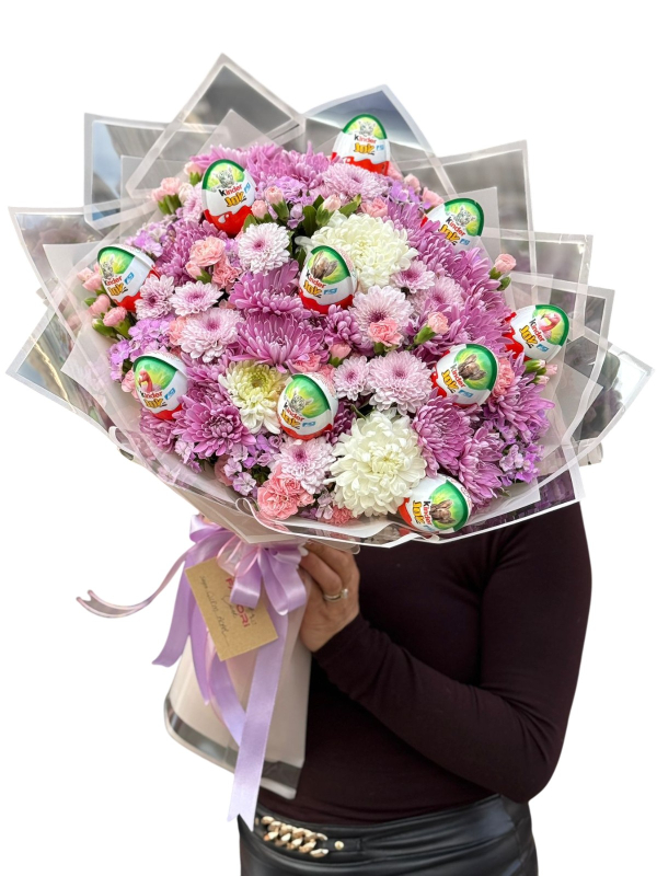 Kinder Sürprizli Pembe Kasımpatı Buketi