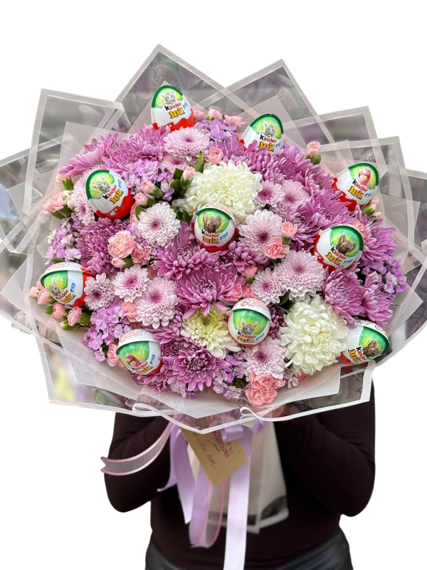 Kinder Sürprizli Pembe Kasımpatı Buketi