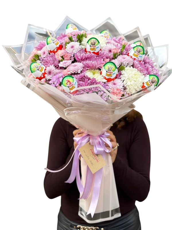 Kinder Sürprizli Pembe Kasımpatı Buketi