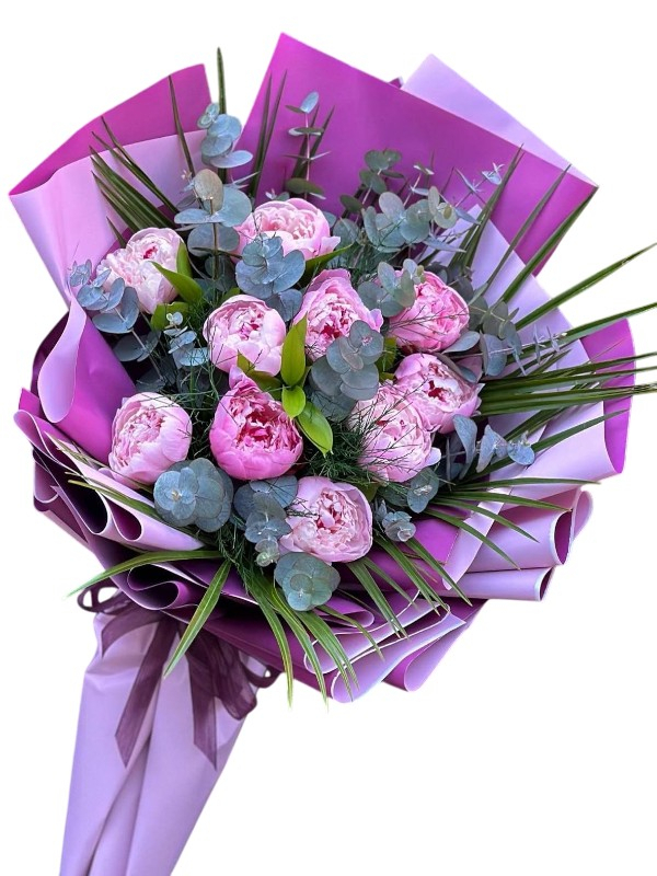 Lila Pembe Şakayık Buketi