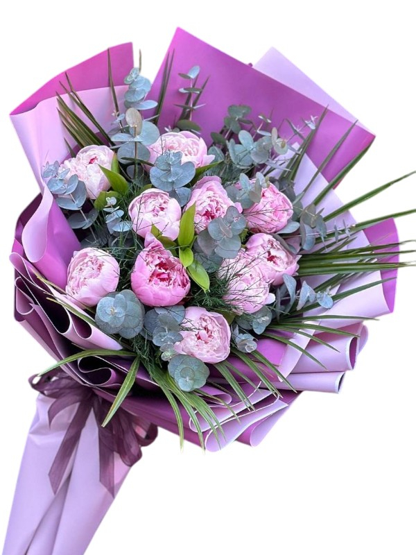 Lila Pembe Şakayık Buketi