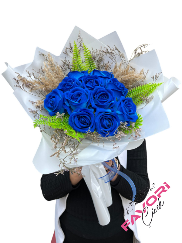 Mavi Yapay Gül Buketi