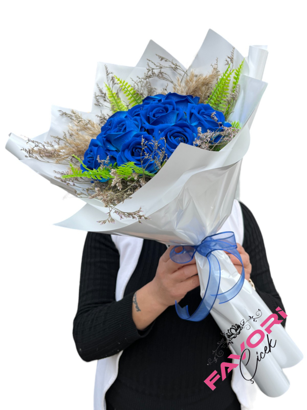 Mavi Yapay Gül Buketi