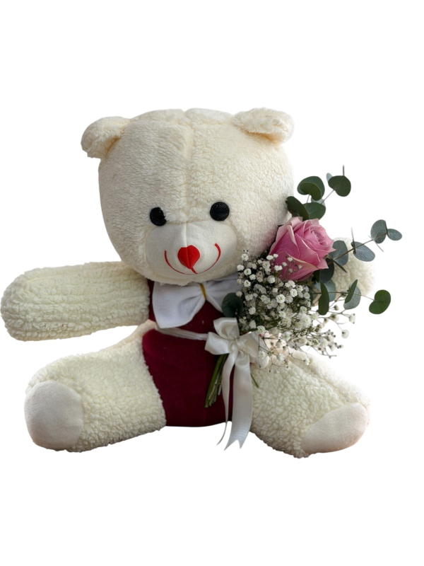 Peluş Ayıcık ve Pembe Gül