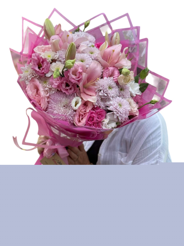 Pembe Lilyum&Krizantemlerle Fuşya Premium Buket