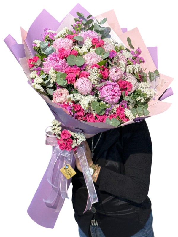 Pembe Şakayık ve Çardak Gül Buketi