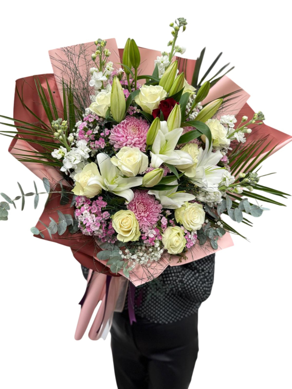 Premium Lilyum, Ortanca ve Gül Buketi