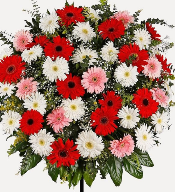 Renkli Gerbera Ferforje Aranjmanı