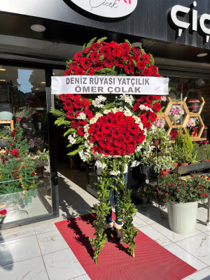 Kırmızı Gerbera ve Papatya Cenaze Çelengi