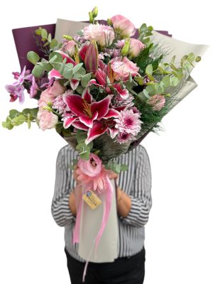 Pembe Lilyum ve Orkide Buketi